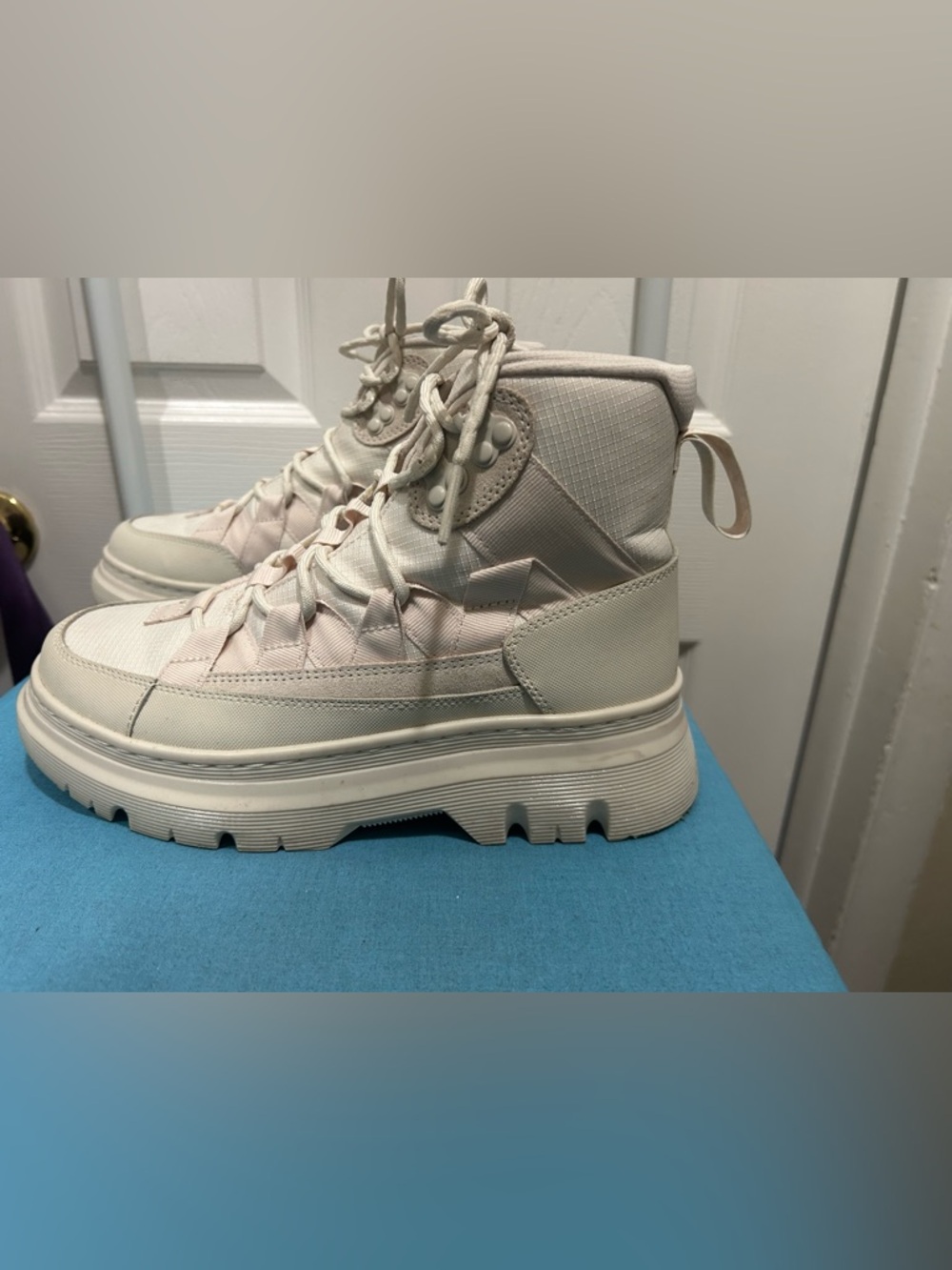 Dr. Martens High-Top Canvas Sneaker in Light Cream